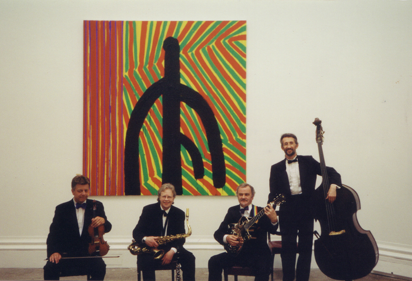 Peter Morgan/bassist at theSummer Exhibition Royal Academy.2000